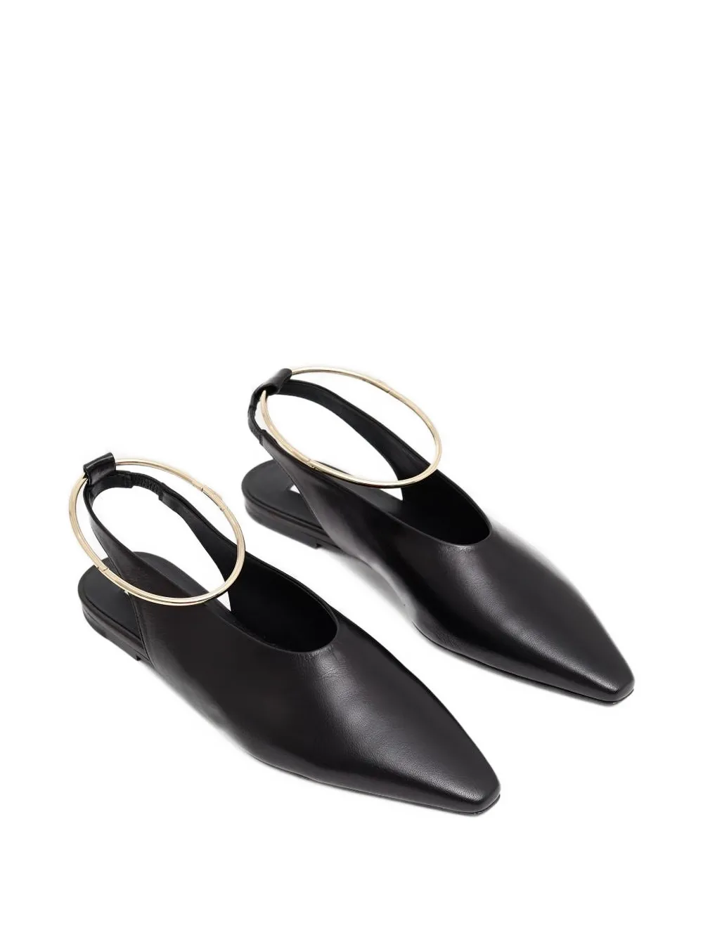 Jil Sander 35mm Pointed-toe Ring-detail Ballet Flats In Brown