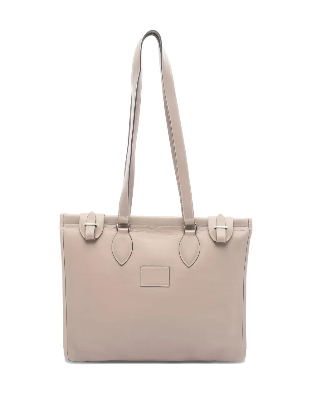Pre-owned Hermes 2001 Hippopotamus 35 Leather Tote Bag In Neutral