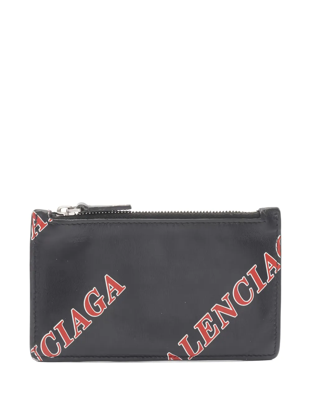 Pre-owned Balenciaga 2000s Logo-lettering Zipped Card Case In Black