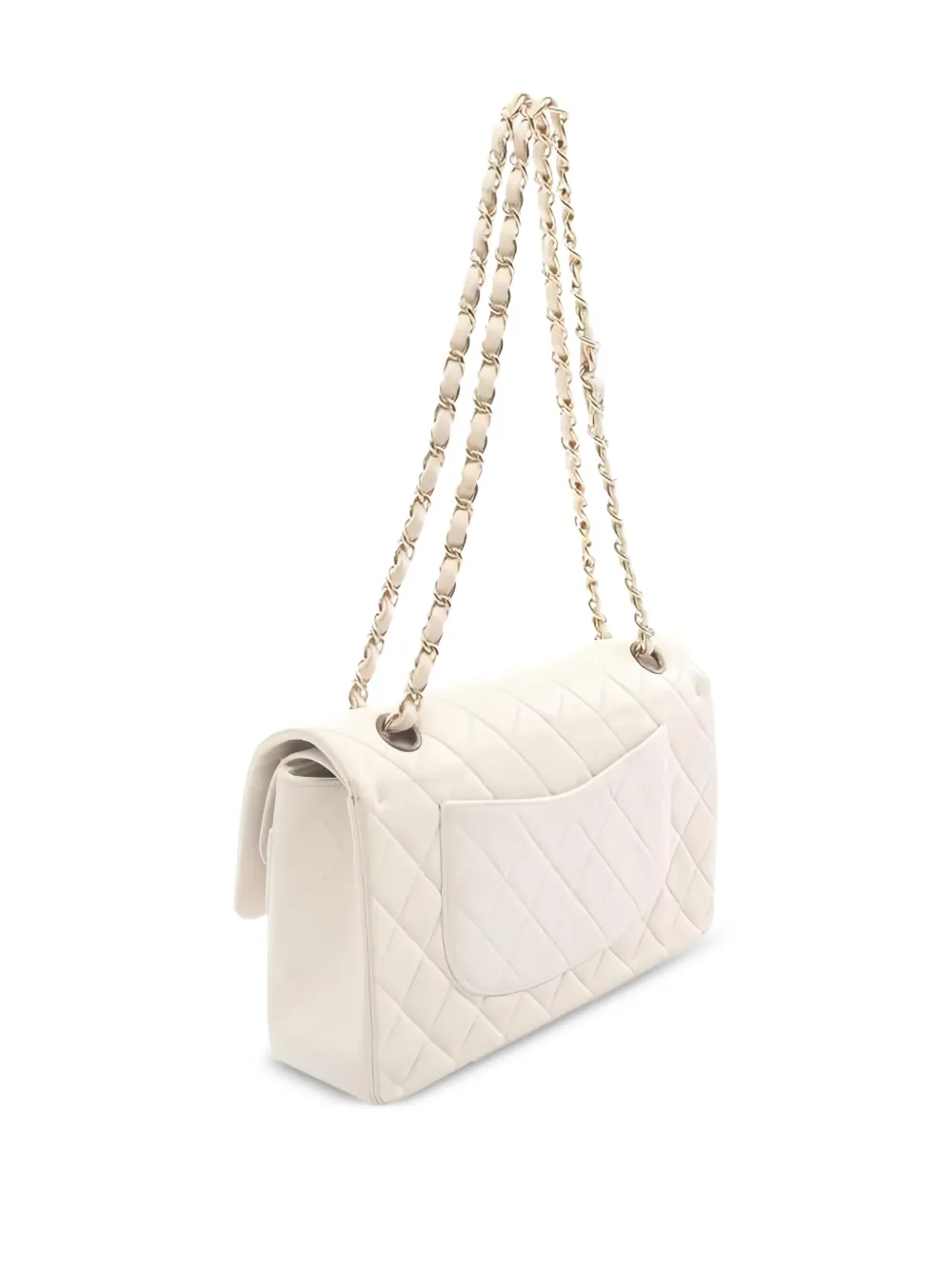 CHANEL Pre-Owned 2002~2003 double flap chain-strap shoulder bag - Beige