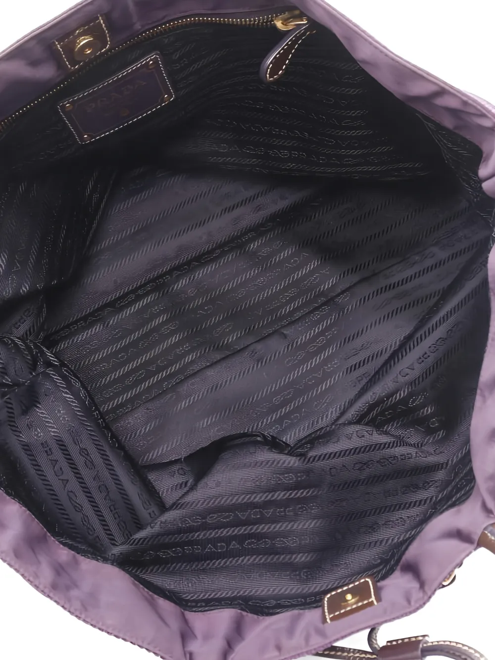 Pre-owned Prada 2000's Jacquard Tote Bang In Purple