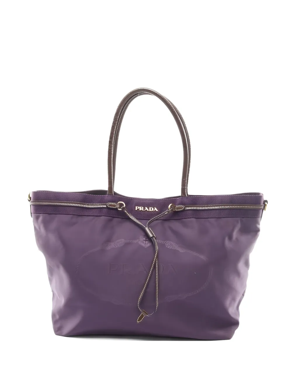 Pre-owned Prada 2000's Jacquard Tote Bang In Purple