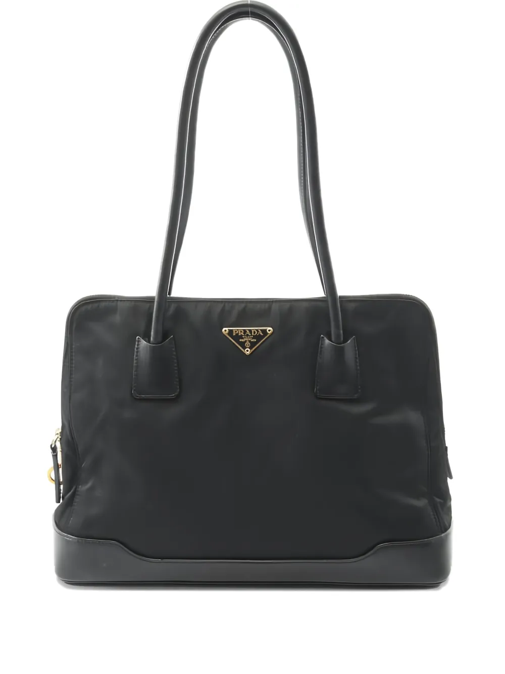 Pre-owned Prada 2000s Enamel-triangle-logo Shoulder Bag In Black