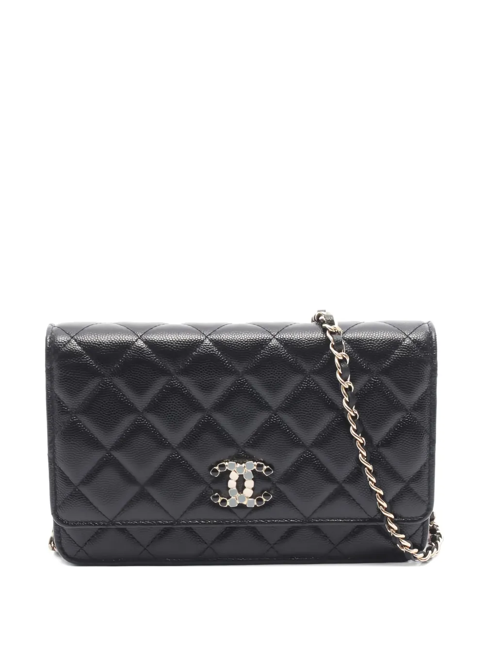 CHANEL Pre-Owned 2021 matelasse chain wallet - Nero