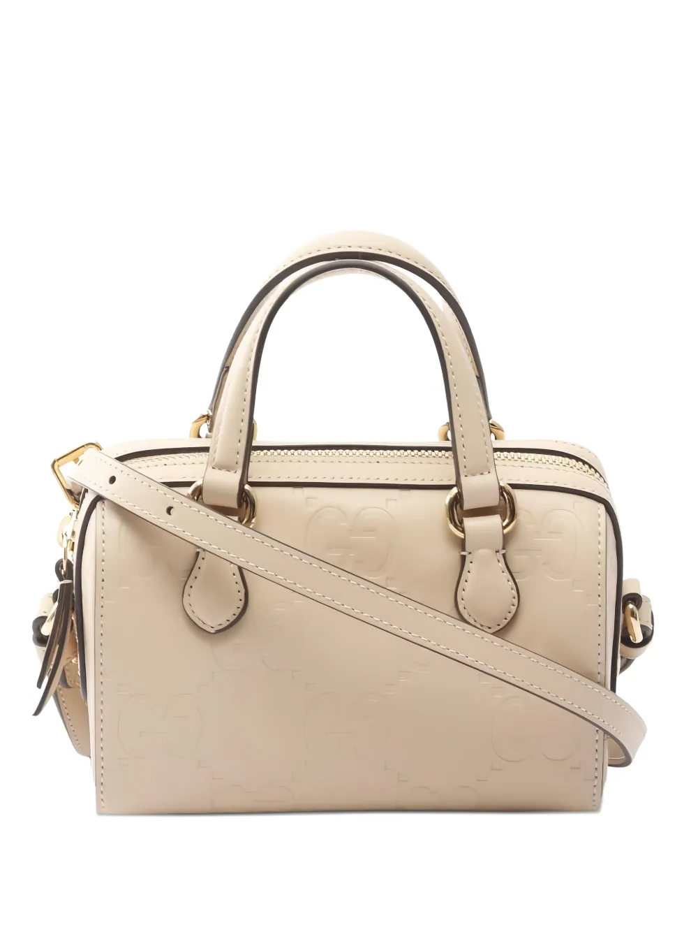 Pre-owned Gucci 2010s Embossed-gg Handbag In Neutral