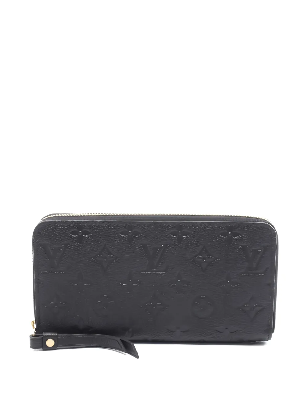 Pre-owned Louis Vuitton Monogram-empreinte Zip Wallet In Black