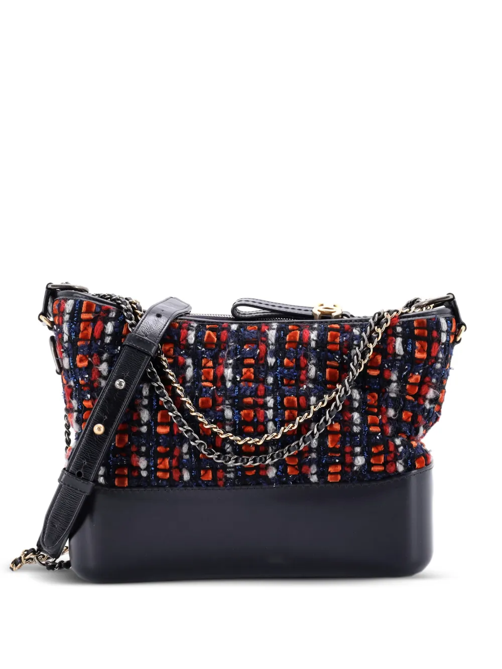 CHANEL Pre-Owned Gabrielle Quilted Tweed and Calfskin Medium hobo bag - Blu