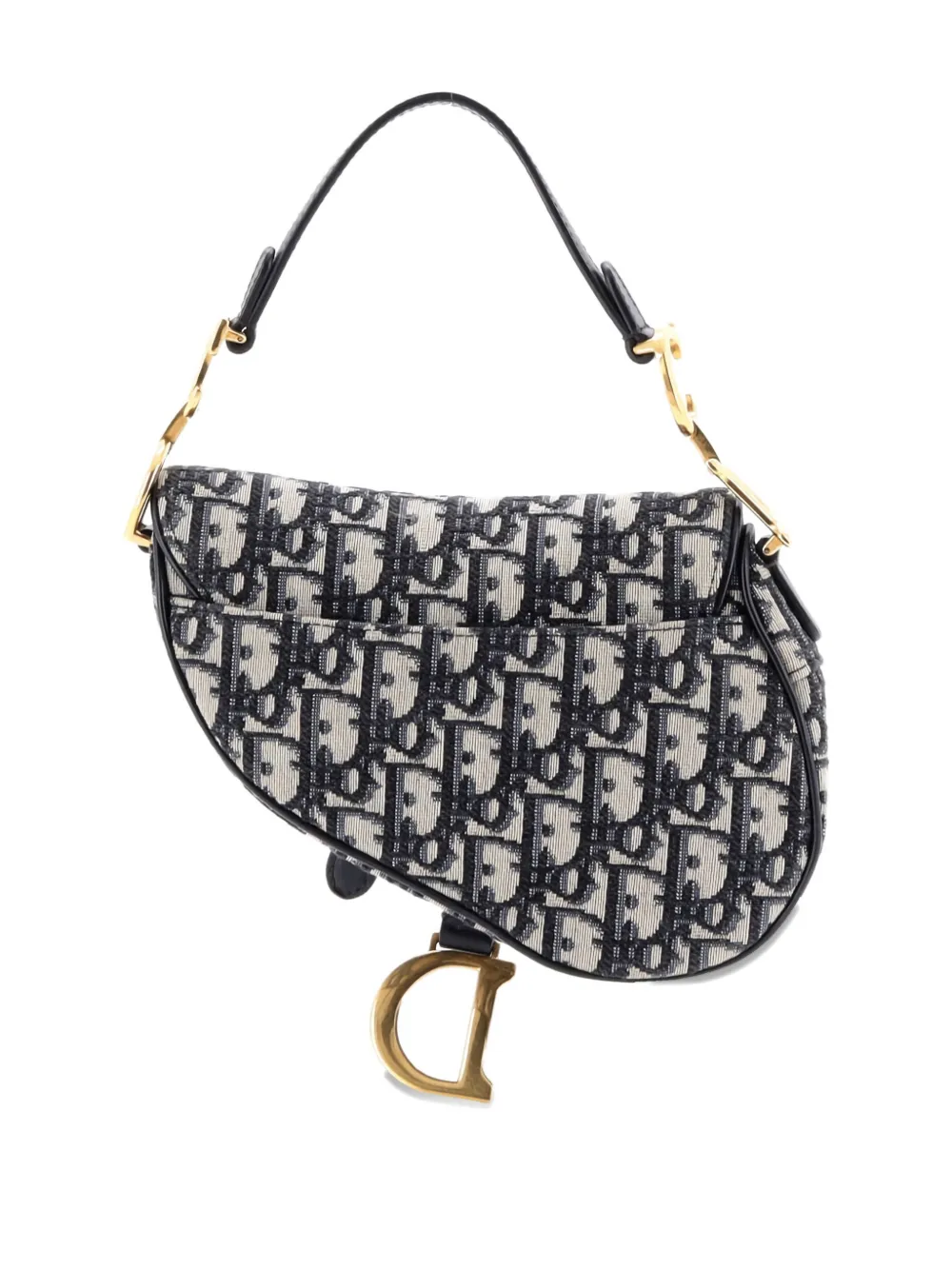 Pre-owned Dior Saddle Handbag Oblique Canvas Mini Shoulder Bag In Blue