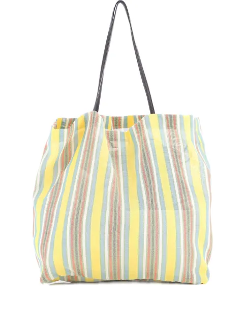 The Row Pre-Owned Barn Striped Mesh with Leather tote bag