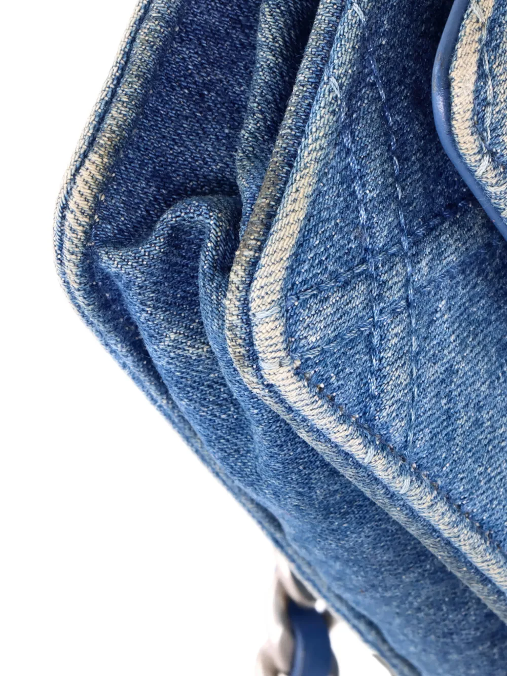 Pre-owned Chanel 19 Wallet On Chain Quilted Denim Crossbody Bag In Blue