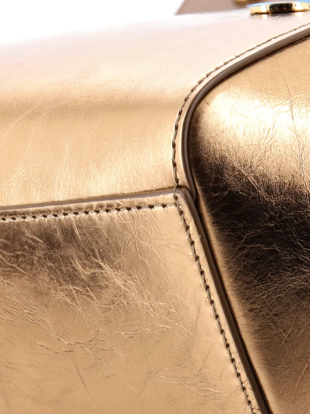 Pre-owned Dolce & Gabbana Miss Sicily Bag Leather Small Satchel In Gold