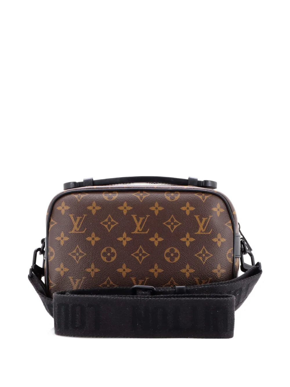 Pre-owned Louis Vuitton S Lock Sling Bag Macassar Monogram Canvas Belt Bag In Black