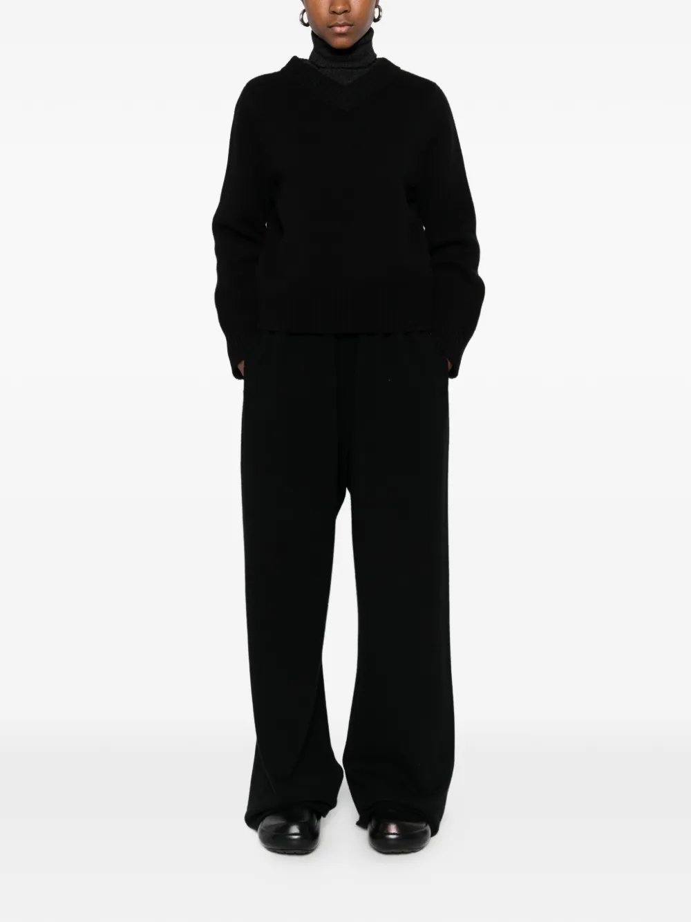 extreme cashmere Nº462 Slouch broek met trekkoordtaille Zwart