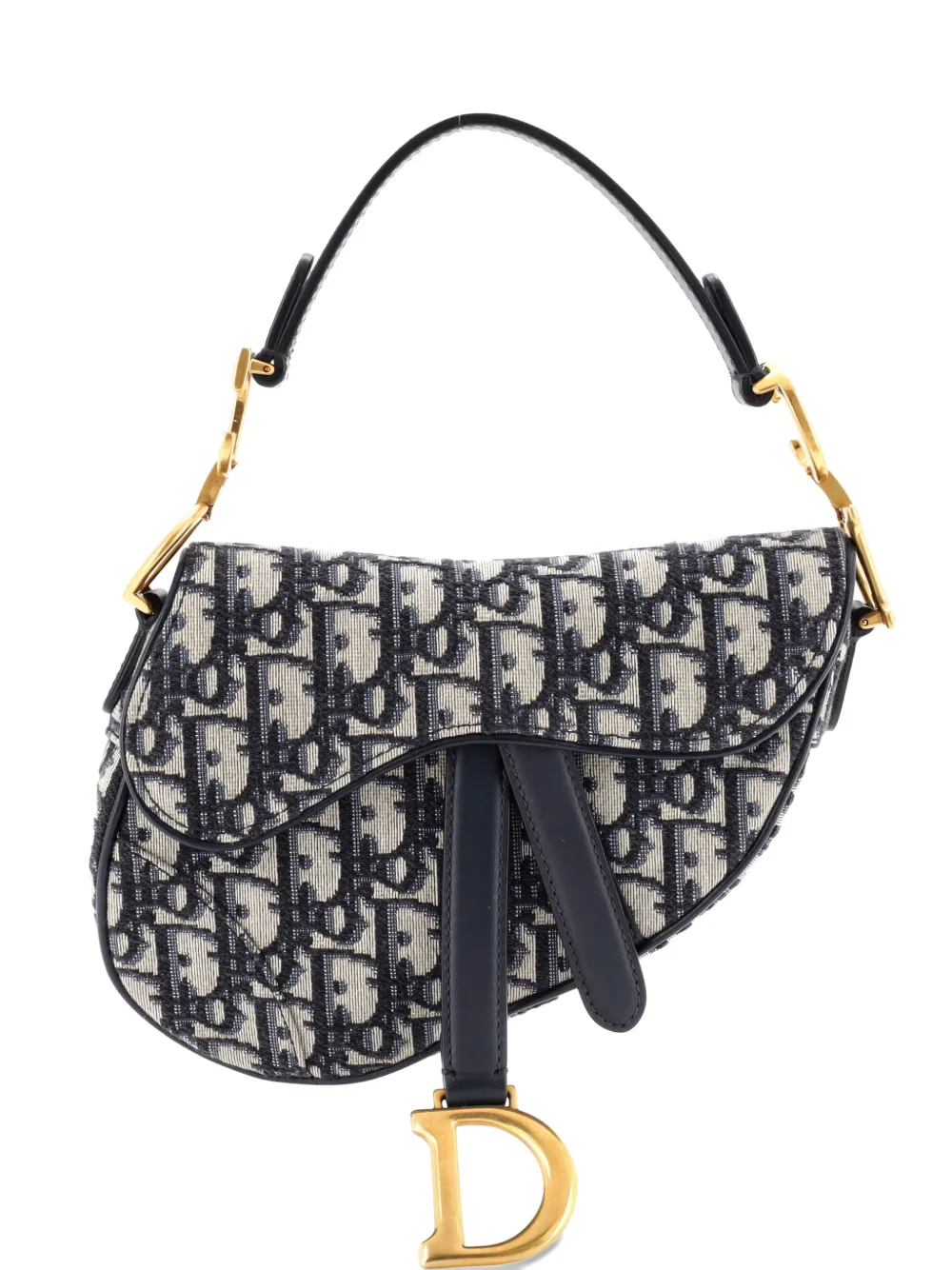 Pre-owned Dior Saddle Handbag Oblique Canvas Mini Shoulder Bag In Blue