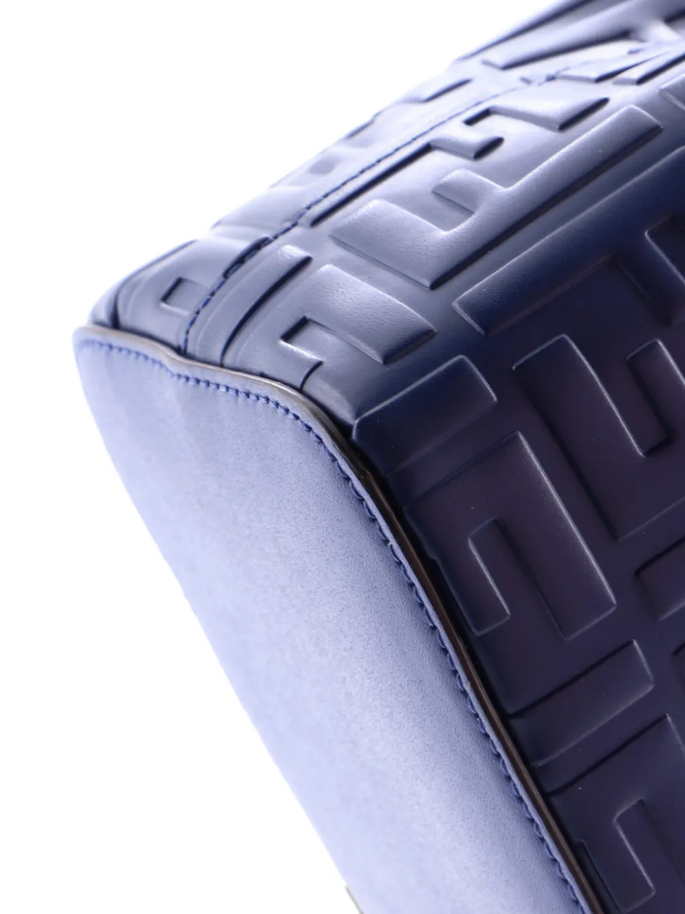 FENDI Pre-owned Mon Tresor Zucca Embossed Leather Mini Bucket Bag In Blue