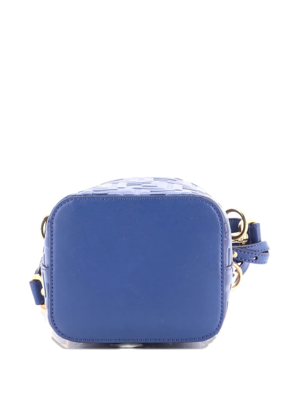 Pre-owned Fendi Mon Tresor Zucca Embossed Leather Mini Bucket Bag In Blue