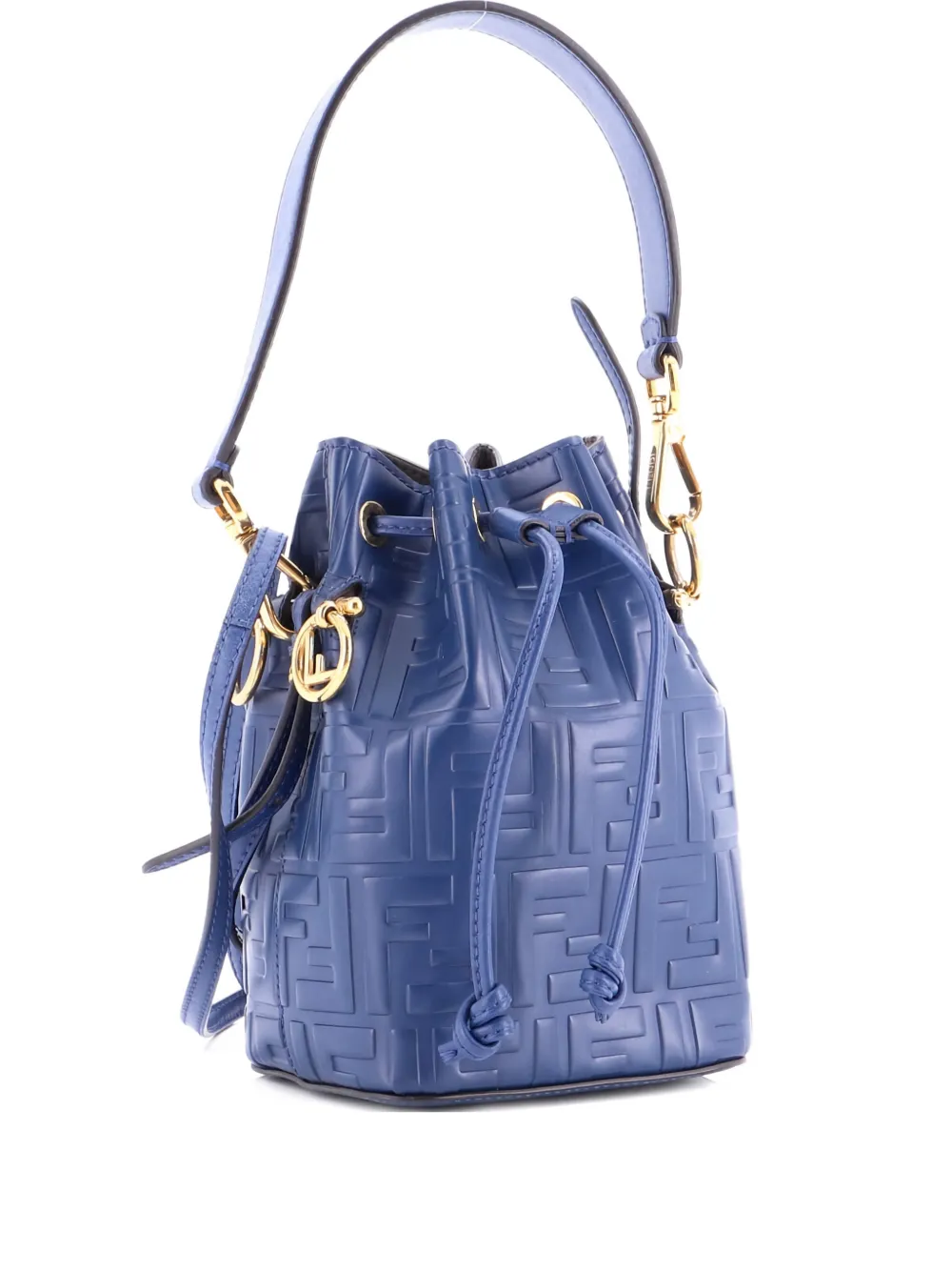 Fendi Pre-Owned Mon Tresor Zucca Embossed Leather Mini bucket bag - Blu