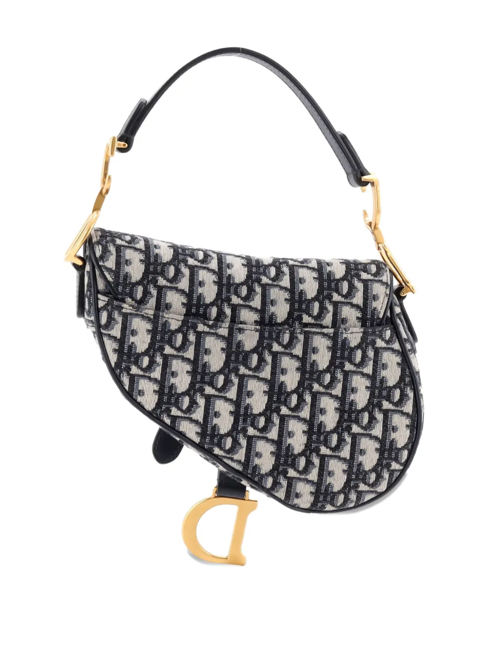 Pre-owned Dior Saddle Handbag Oblique Canvas Mini Shoulder Bag In Blue