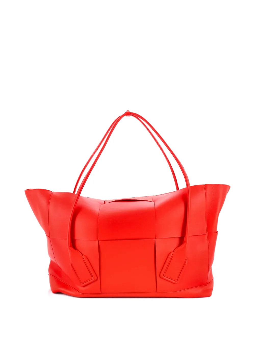 Pre-owned Bottega Veneta Arco Bag Maxi Intrecciato Leather Maxi Tote Bag In Red