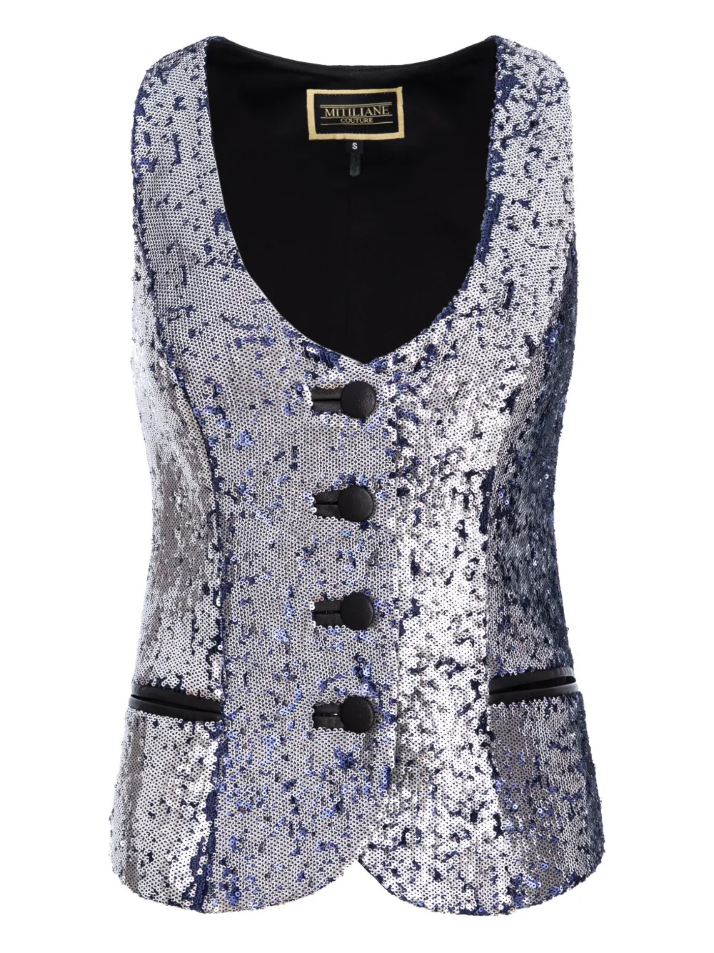Mitiliane Couture Sequin-button Gilet In Silver
