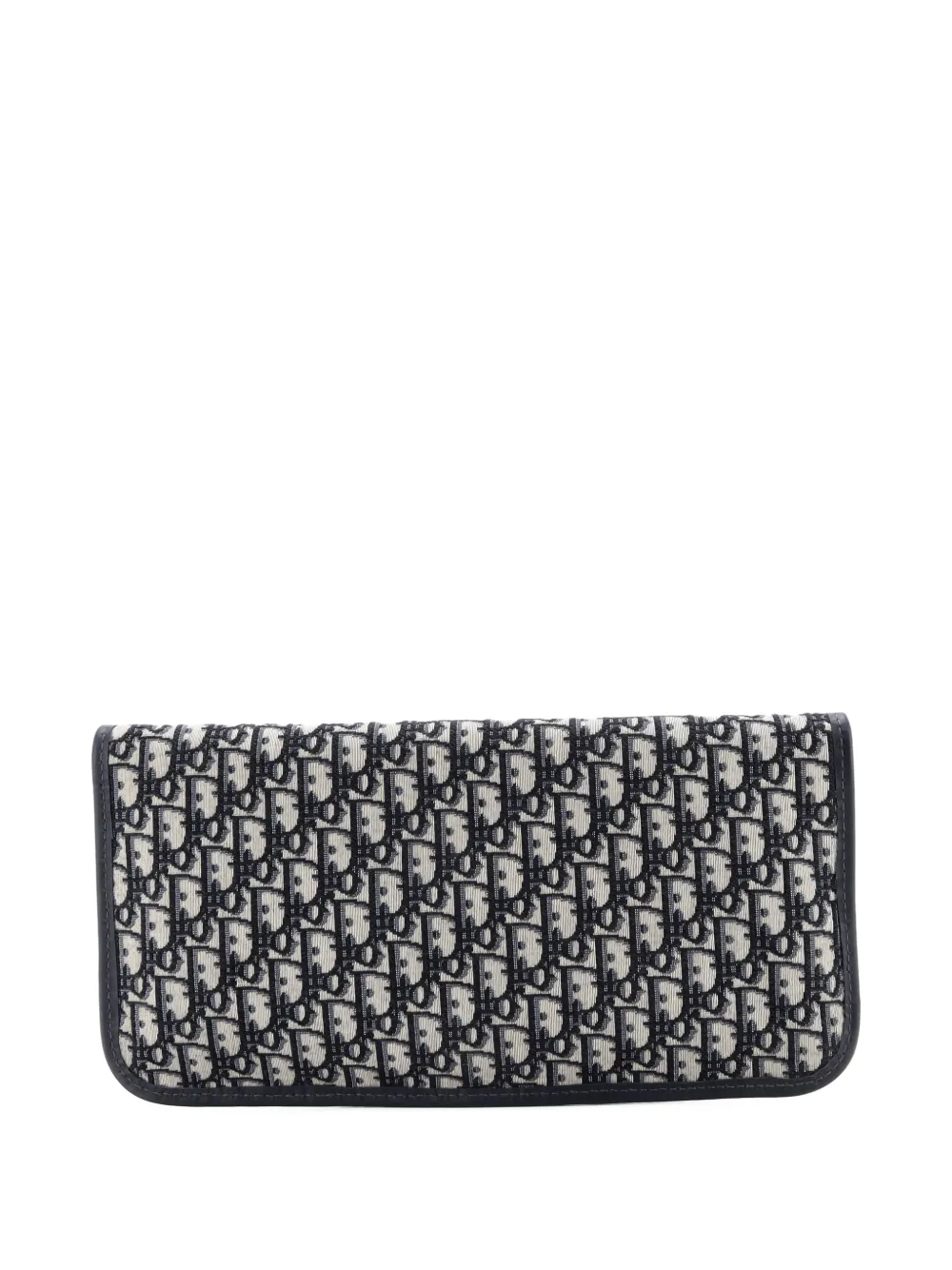 DIOR Pre-owned Fold Over Oblique Canvas Clutch Bag In Blue