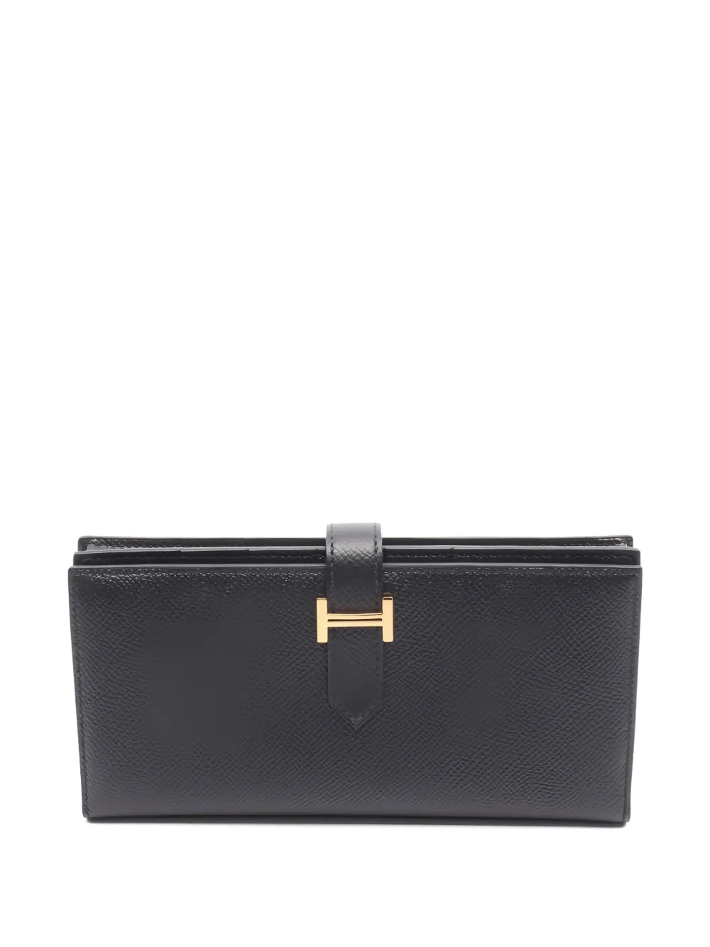 Pre-owned Hermes 2016 Bearn Soufflet Bifold Long Wallet In Black