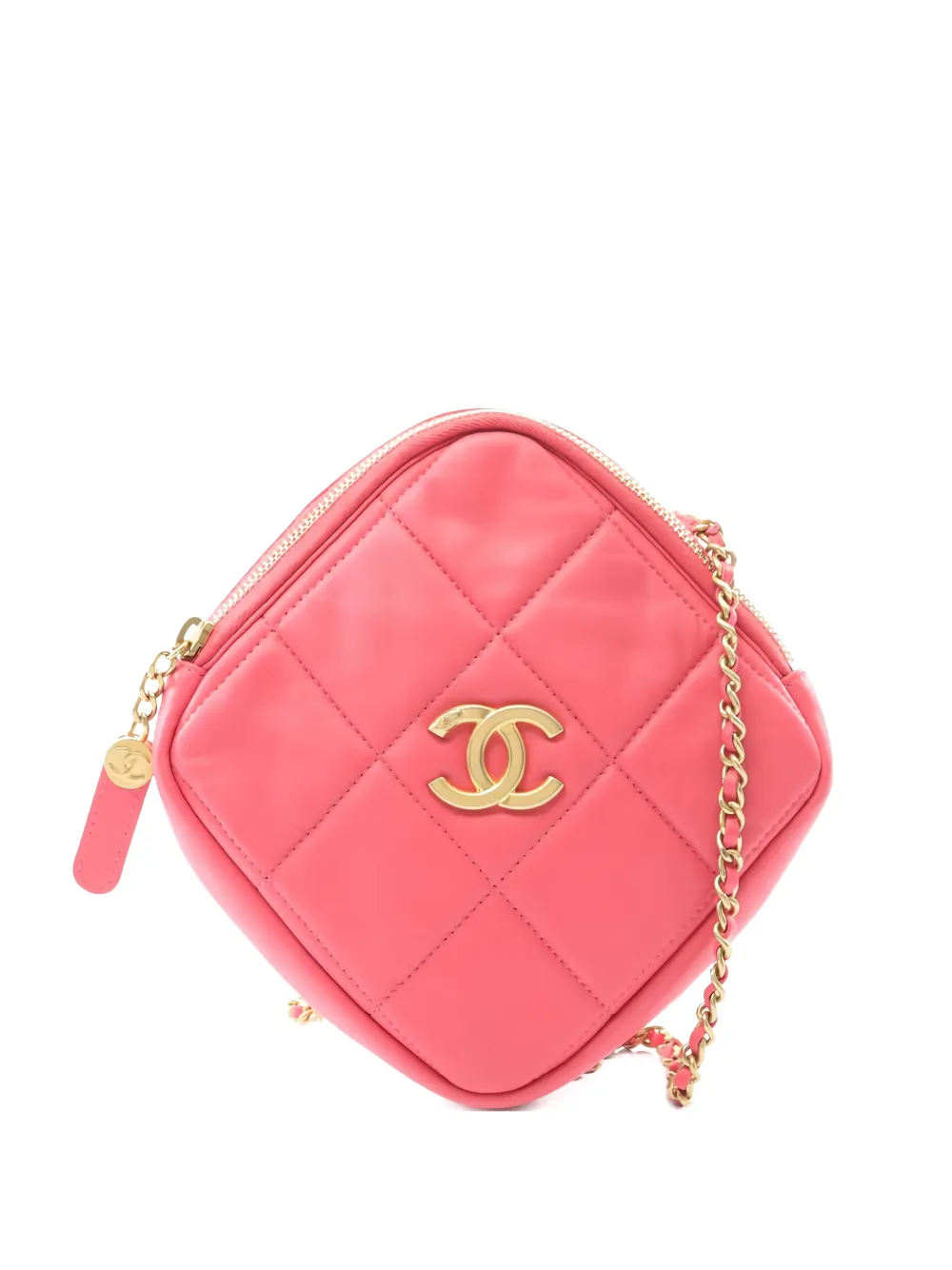 Pre-owned Chanel 2020-2021 Matelassé Chain Cross Body Bag In Pink