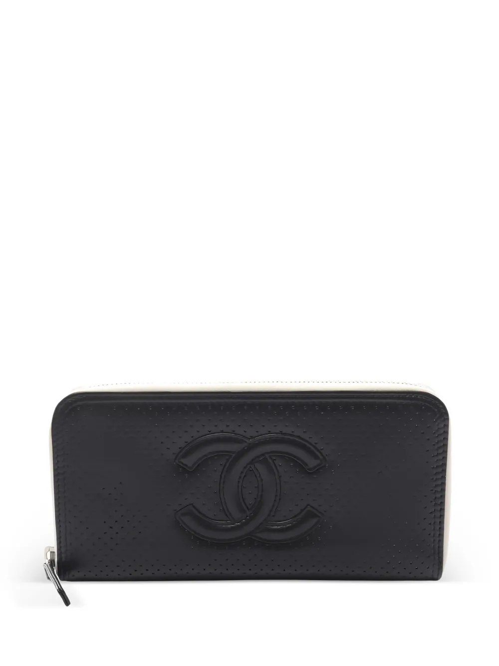 CHANEL Pre-Owned 2006-2008 Coco Mark perforated zip wallet | Black | Image 1