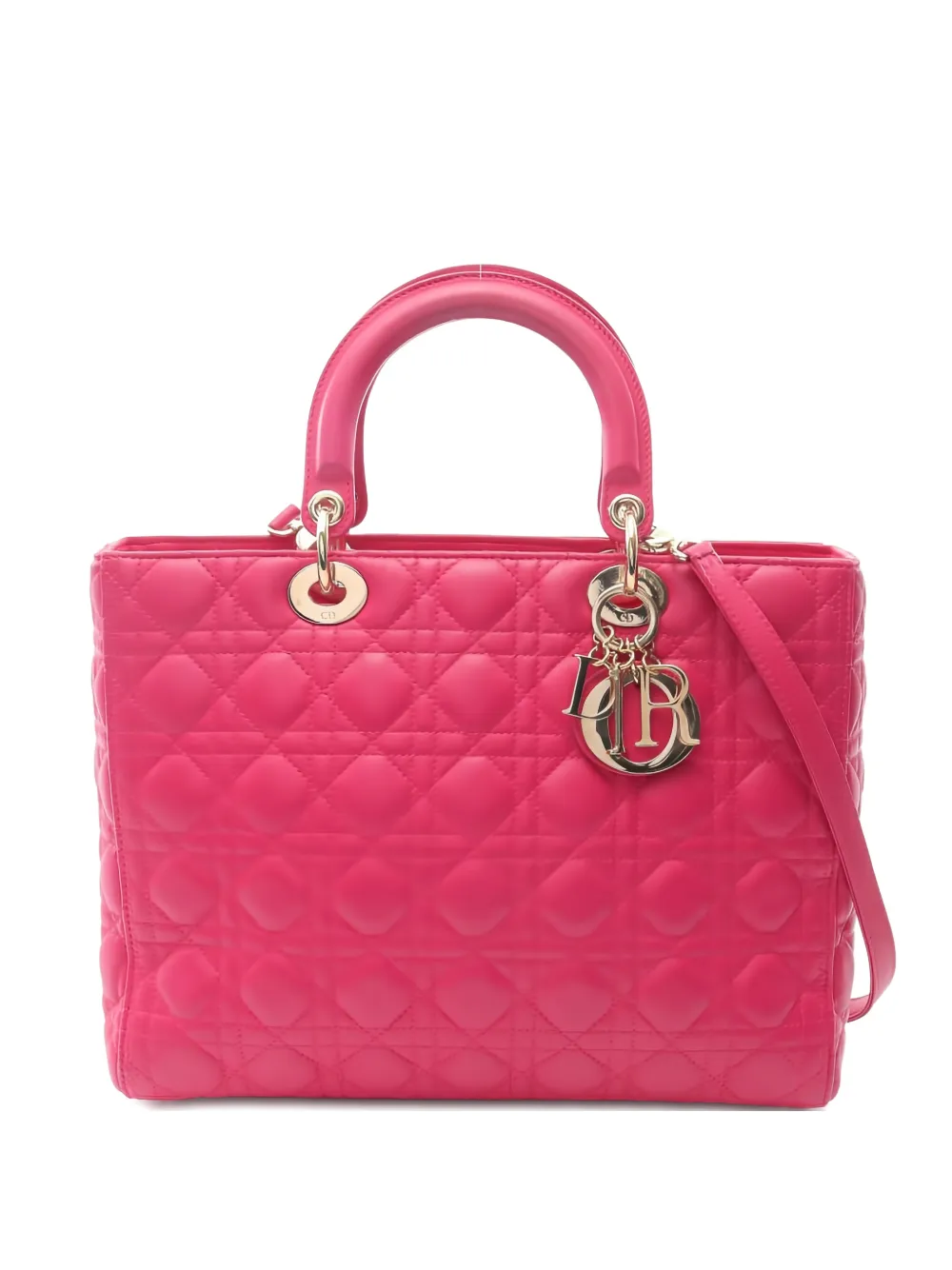 Pre-owned Dior 2000 Canage Lady  Large Leather Handbag In Pink