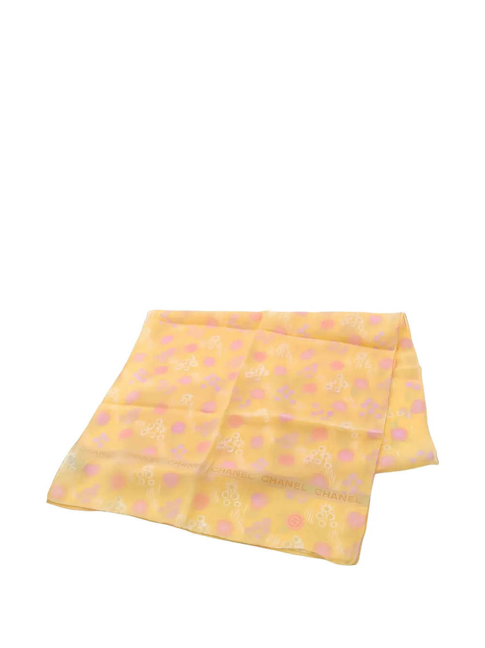 Pre-owned Chanel 1986-1988 Floral-print Scarf In Yellow