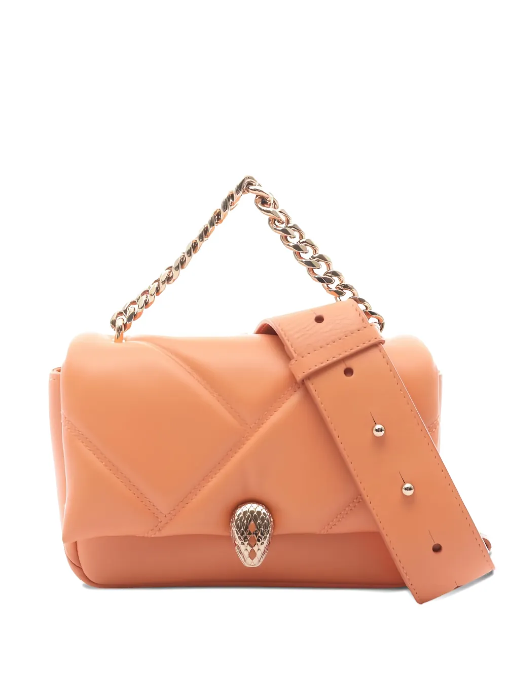 Pre-owned Bvlgari 2010 Serpenti Chain-strap Tote Bag In Orange