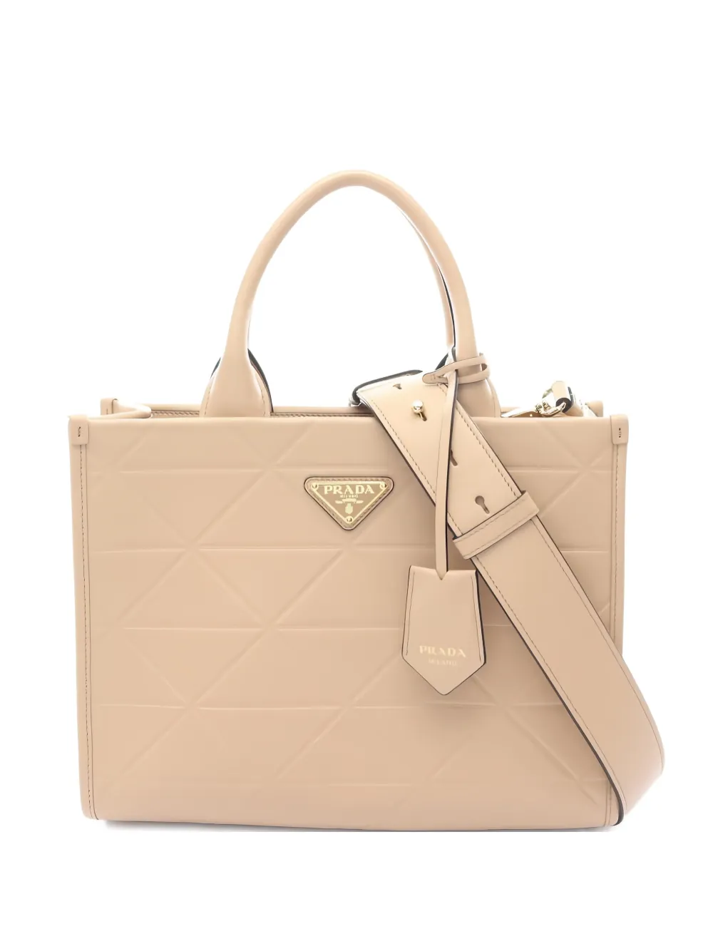 Pre-owned Prada 2010s Symbole-debossed Tote Bag In Neutral