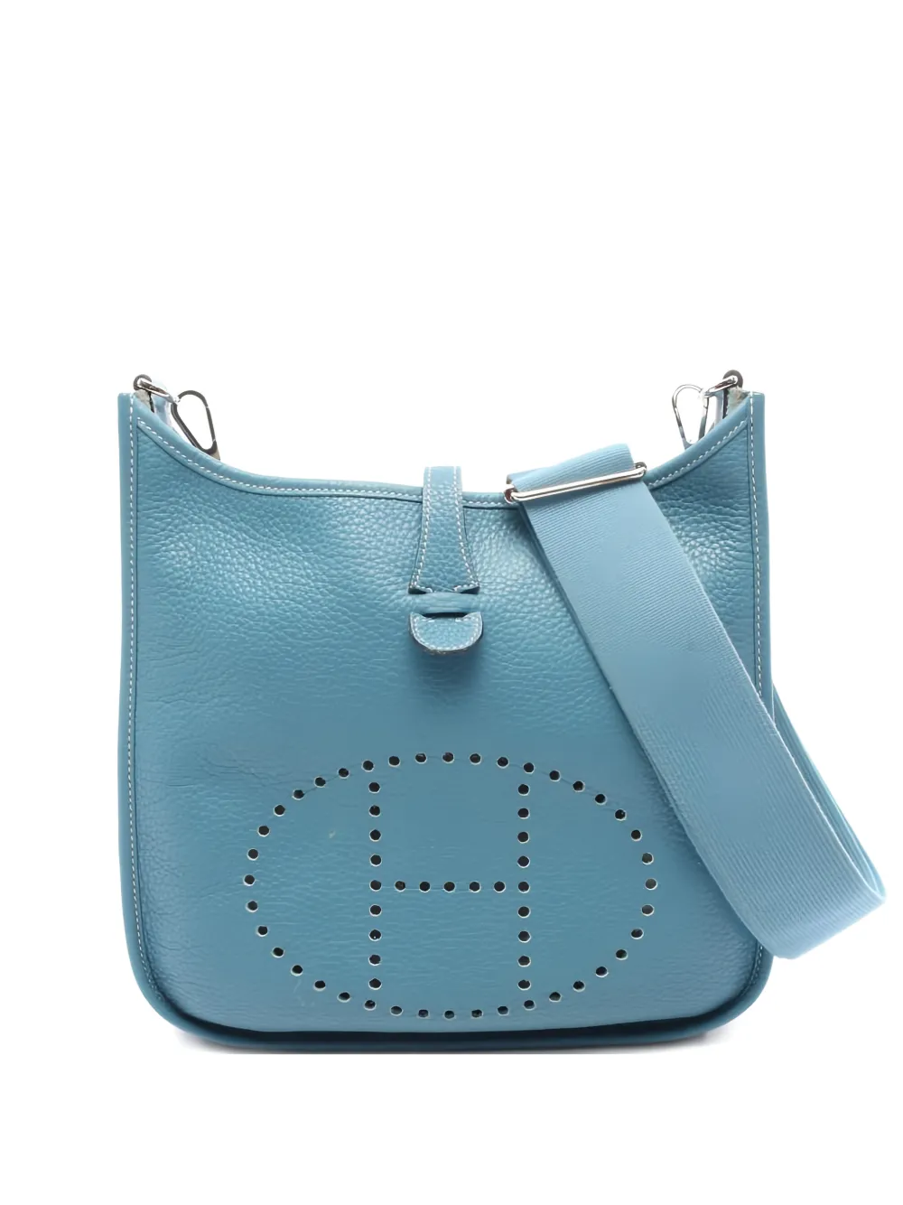 Pre-owned Hermes 2010 Evelyn 3 Perforated Cross Body Bag In Blue