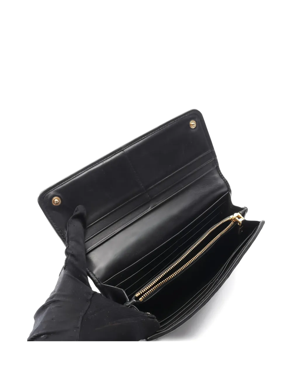 MIU MIU Pre-owned 2000's Matelasse Bi-fold Long Wallet In Black