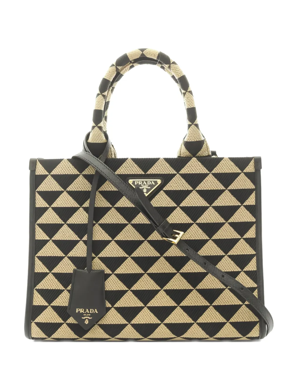 Pre-owned Prada 2010s Triangolo Jacquard Tote Bag In Neutral