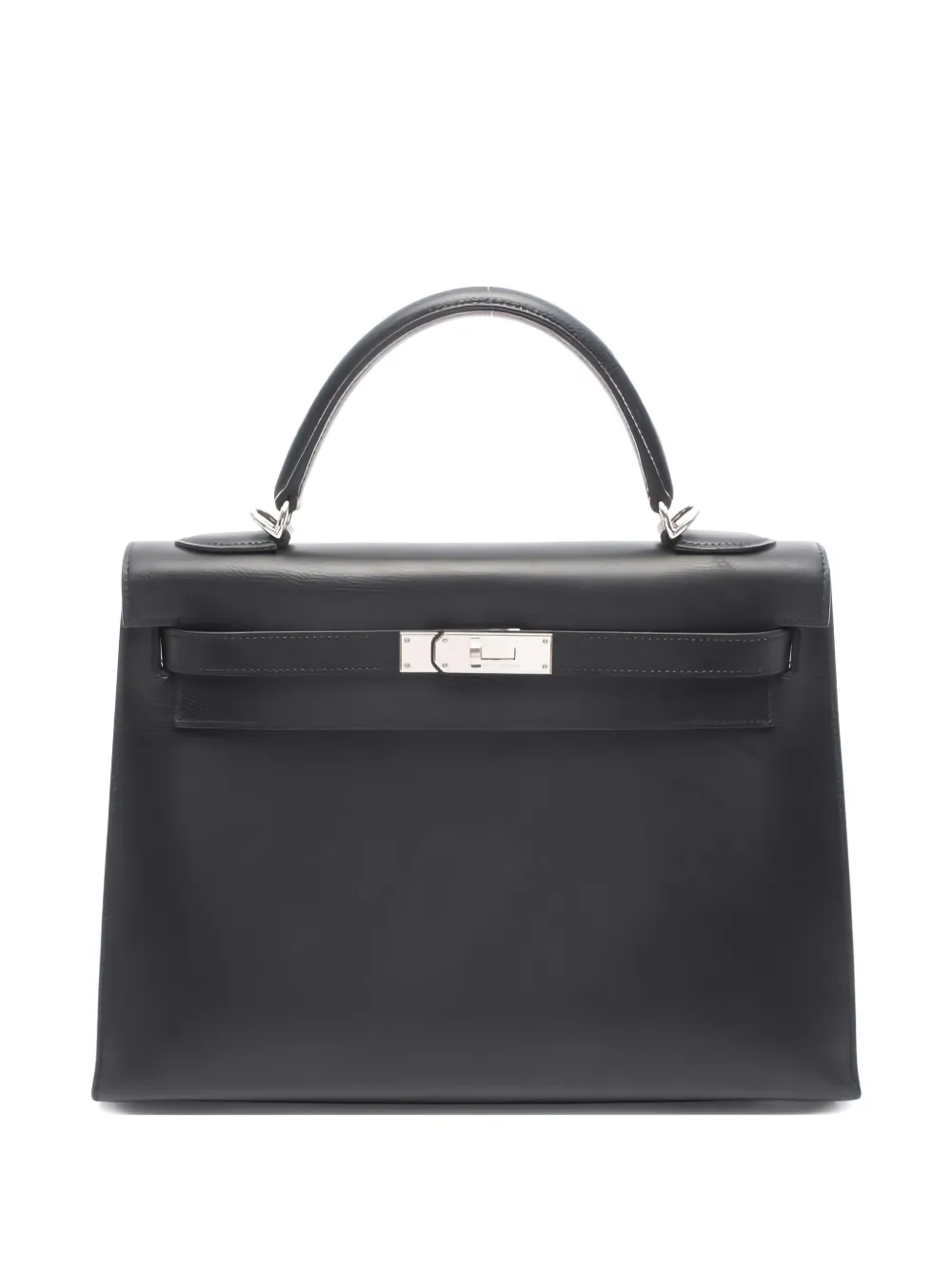 Pre-owned Hermes Kelly 32 Leather Tote Bag In Black
