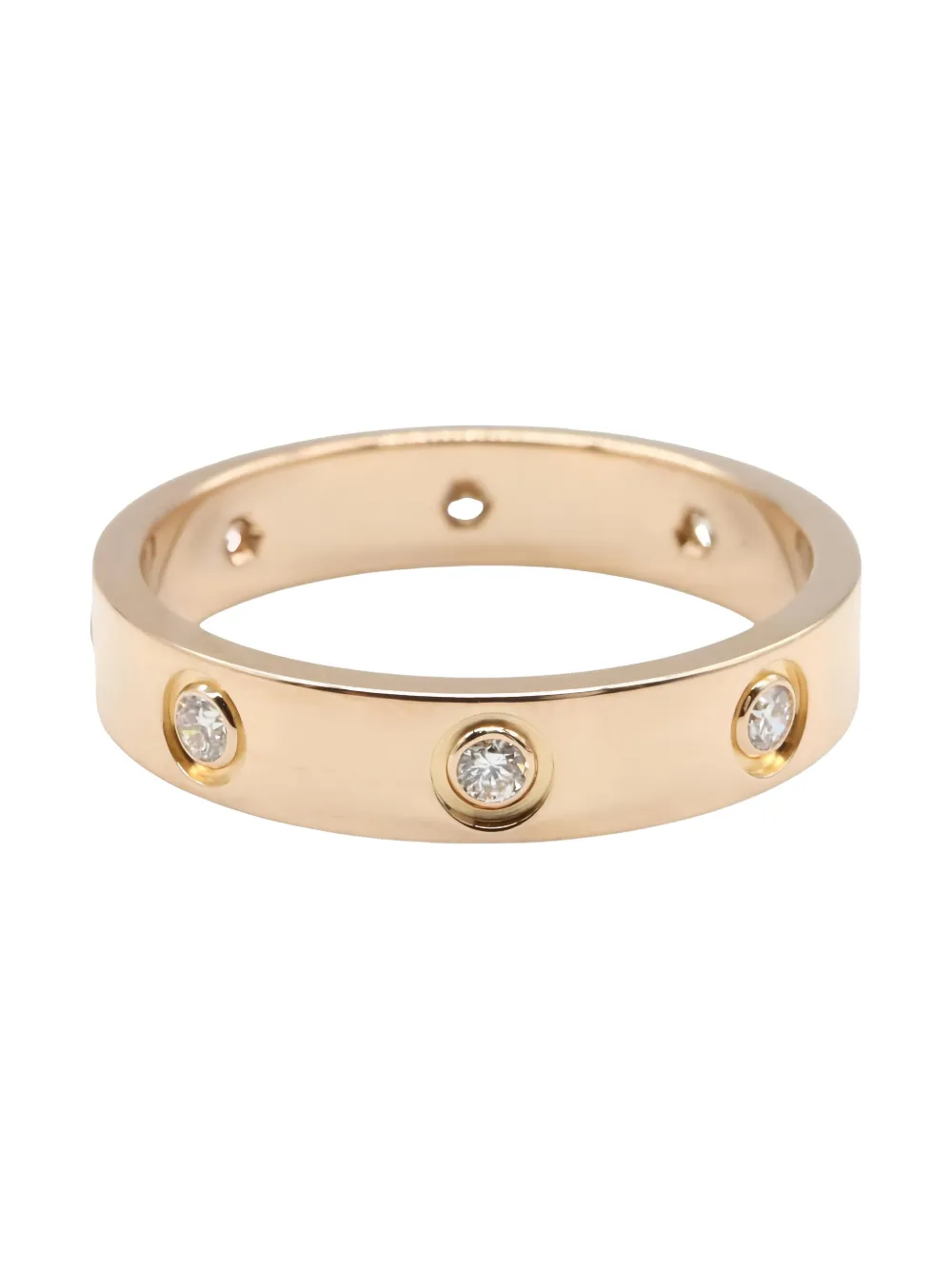 Pre-owned Cartier 2010s 18k Rose Gold Mini Love Diamond Ring In Pink