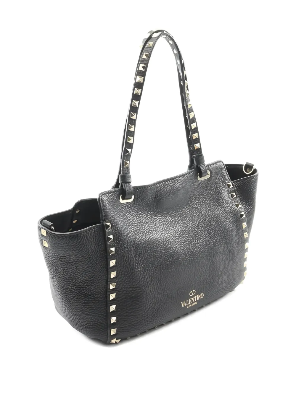 VALENTINO GARAVANI Pre-owned 2010 Rockstud Leather Shoulder Bag In Black