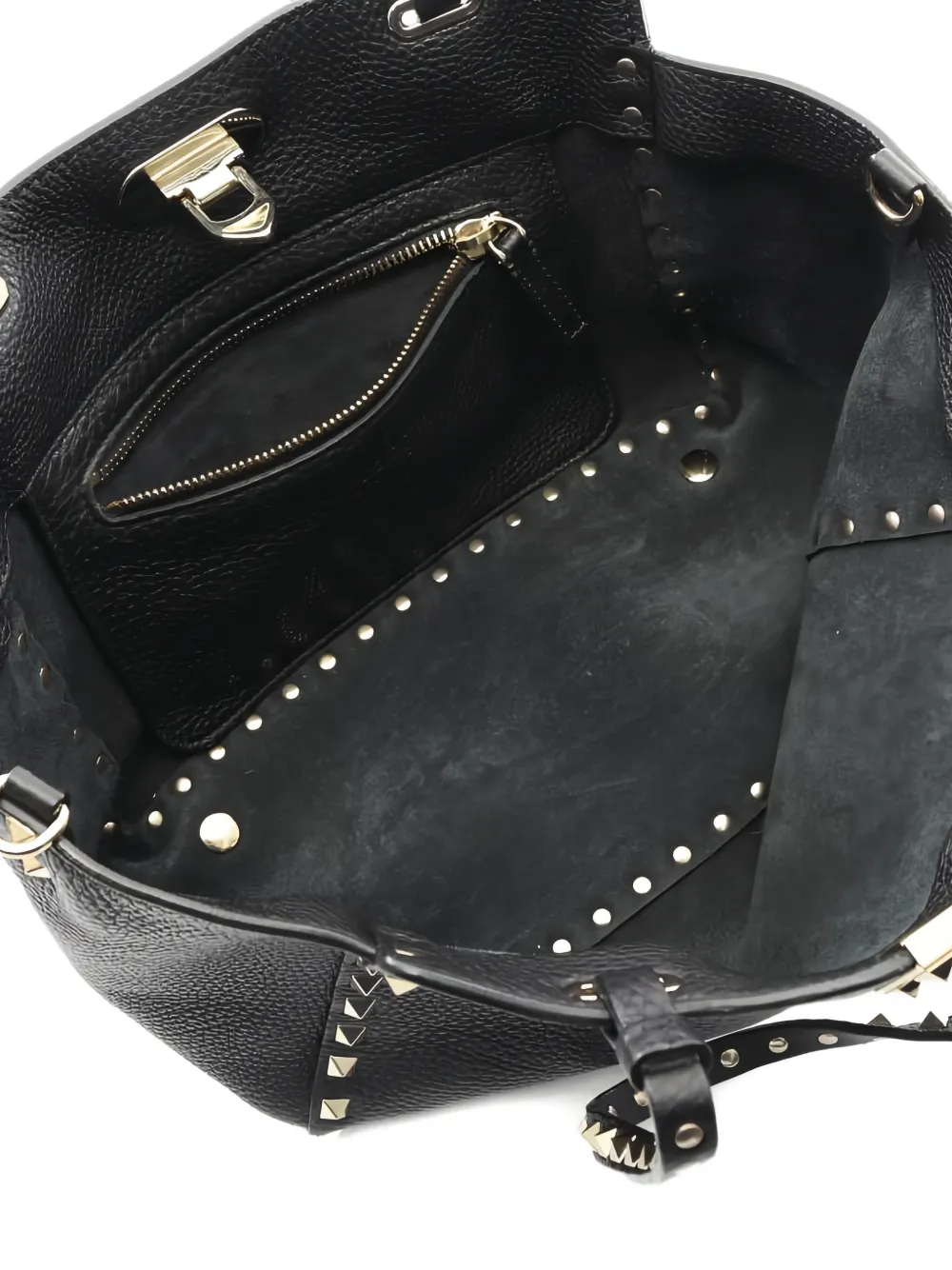 VALENTINO GARAVANI Pre-owned 2010 Rockstud Leather Shoulder Bag In Black