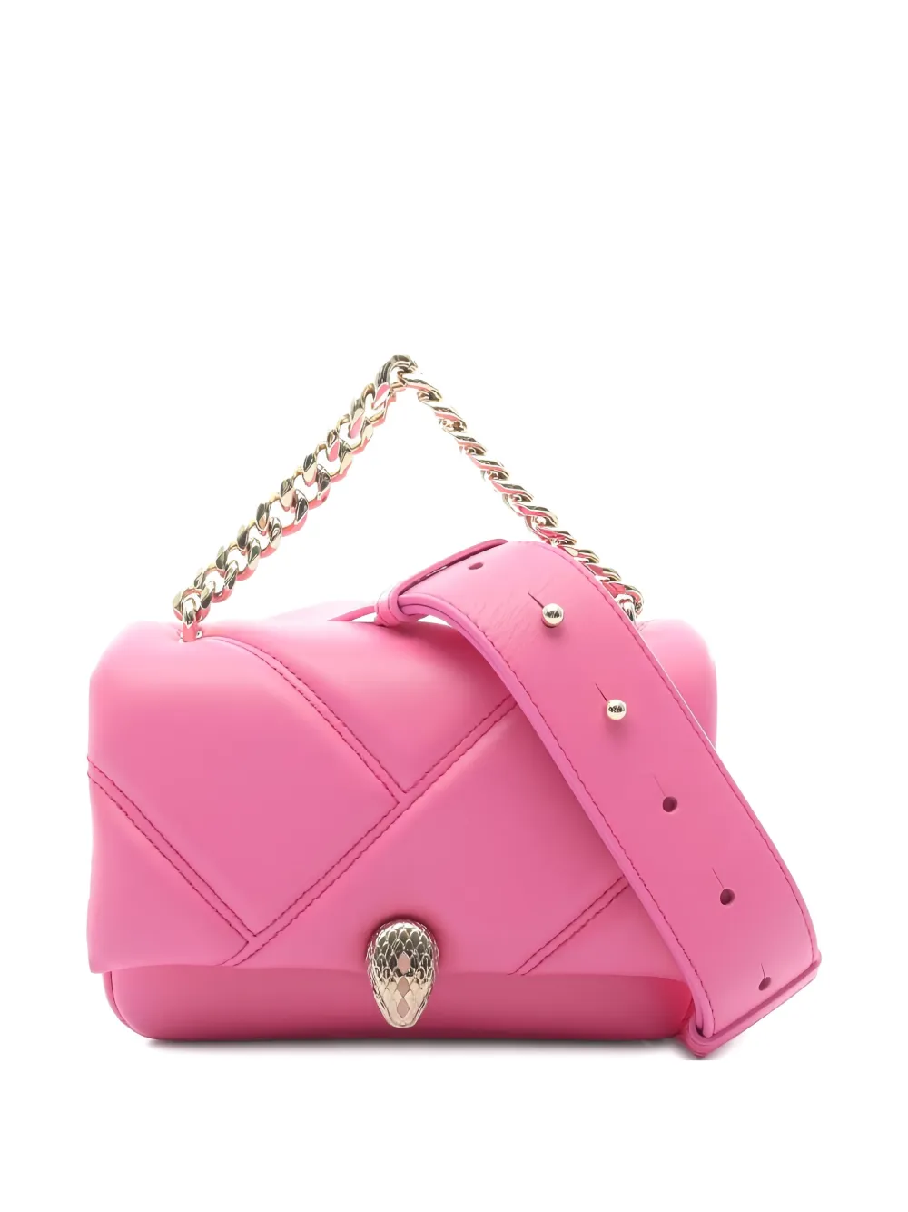 Pre-owned Bvlgari 2010s Serpenti Cabochon Leather Tote Bag In Pink