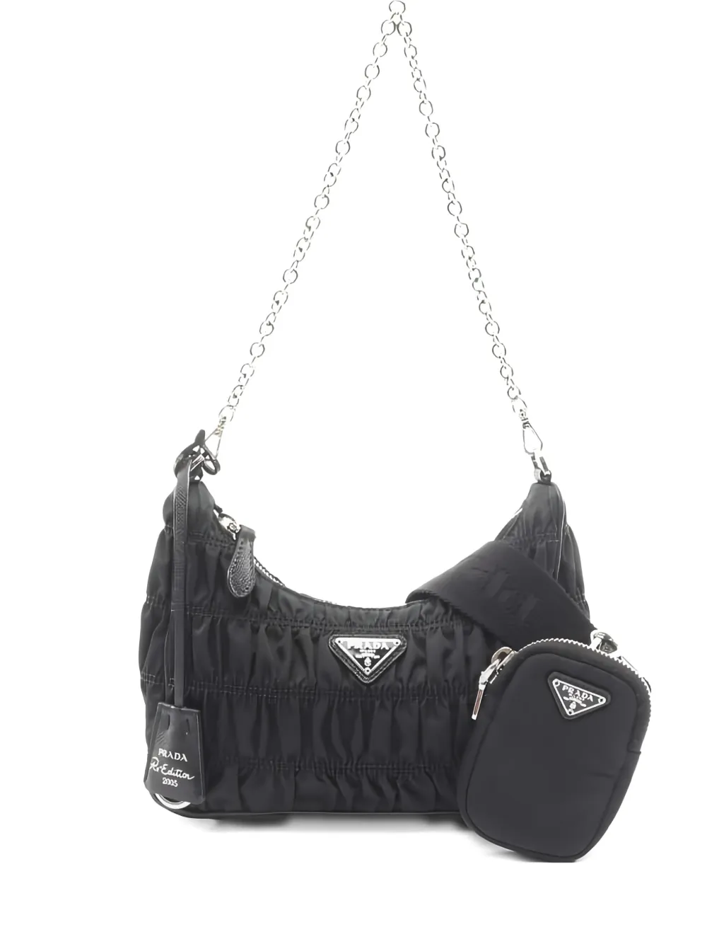Pre-owned Prada Re-edition Chain Two-way Shoulder Bag In Black