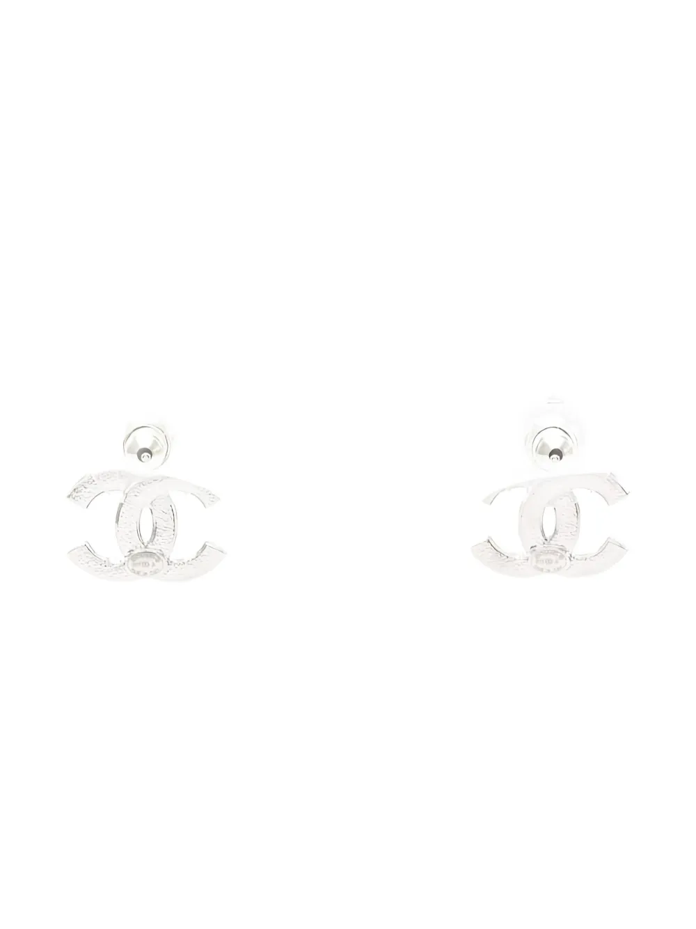 Pre-owned Chanel 2010 Coco Mark Crystal Earrings In Silver