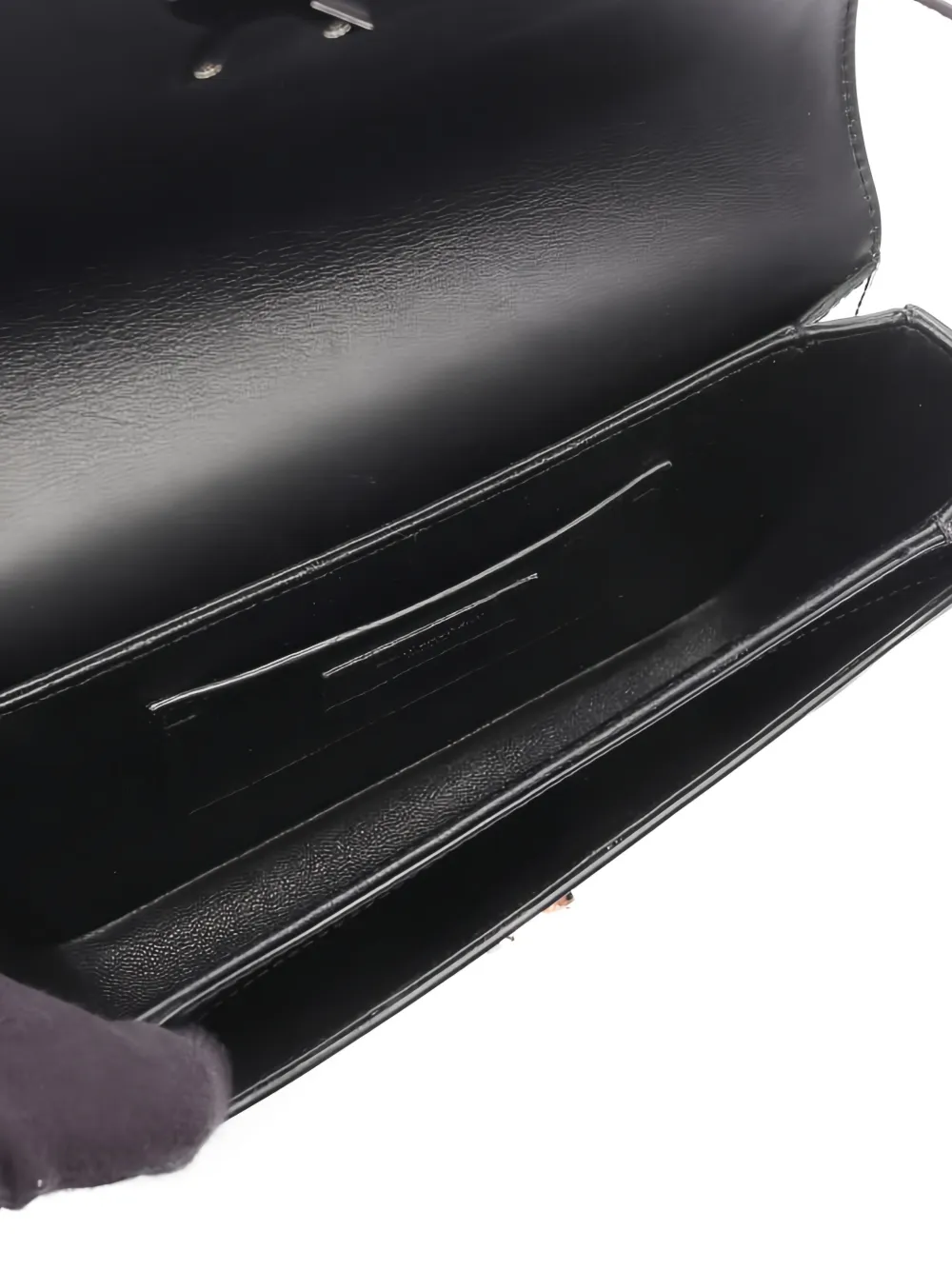 Pre-owned Saint Laurent Patent Solferino Shoulder Bag In Black