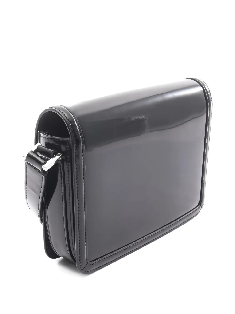 Pre-owned Saint Laurent Patent Solferino Shoulder Bag In Black