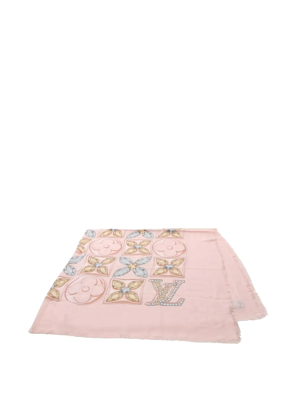 Pre-owned Louis Vuitton Monogram Flower Precious Dragon Stall Shawl In Pink