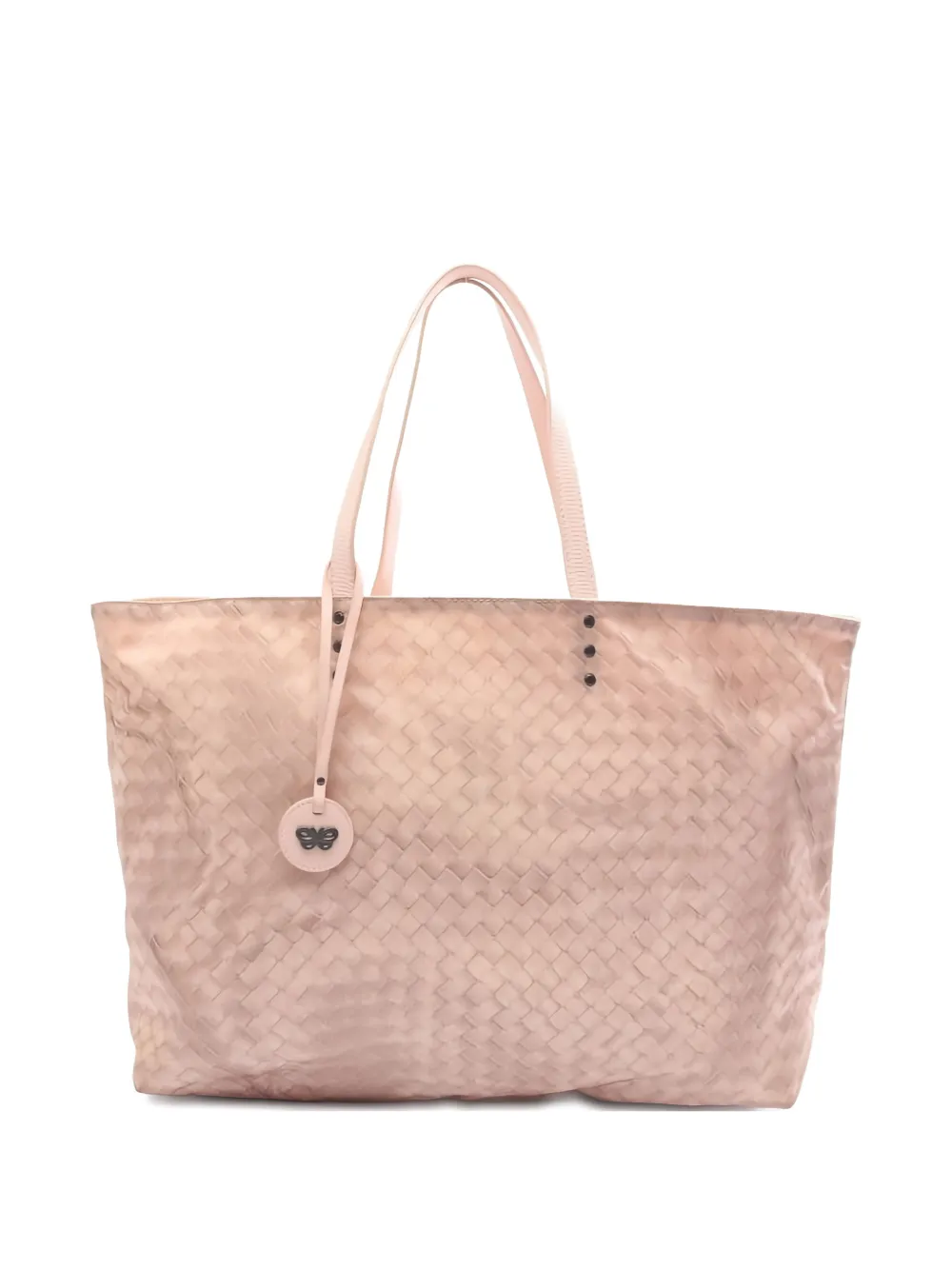 Pre-owned Bottega Veneta 2000's Woven Leather Tote Bag In Pink