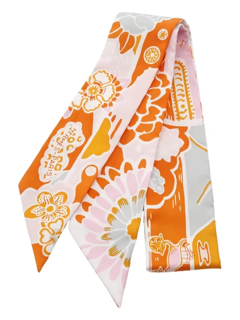 Hermès Pre-Owned Bingata floral-print ribbon silk scarf