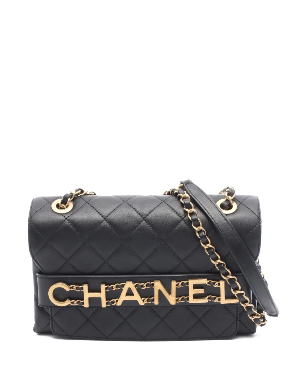 CHANEL Pre-Owned 2019 Medium Quilted Calfskin Enchained Flap crossbody bag - Nero