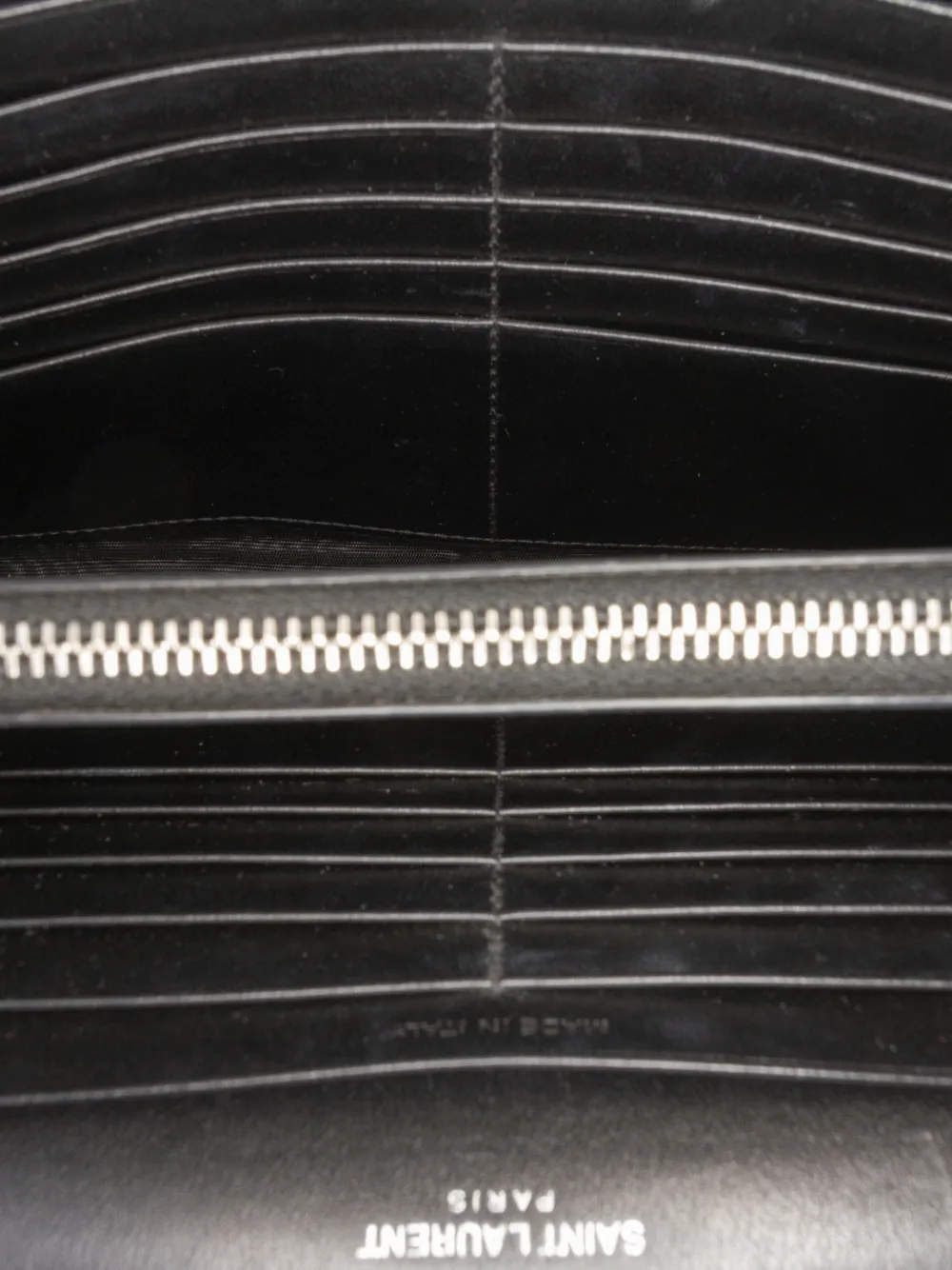 SAINT LAURENT Pre-owned 2017 Croc Embossed Leather Kate Wallet On Chain Crossbody Bag In Black