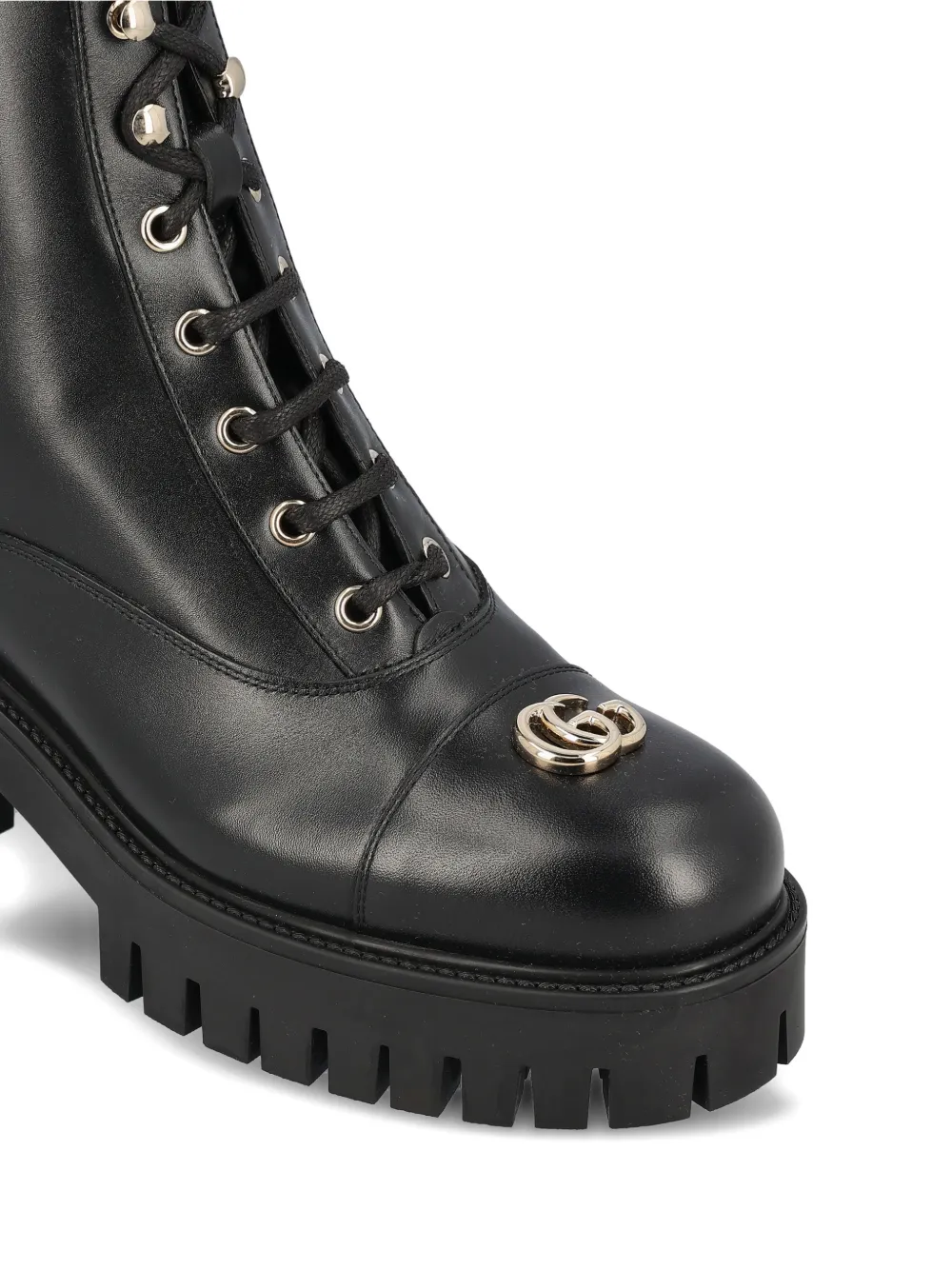 Gucci round-toe lace-up boots Zwart